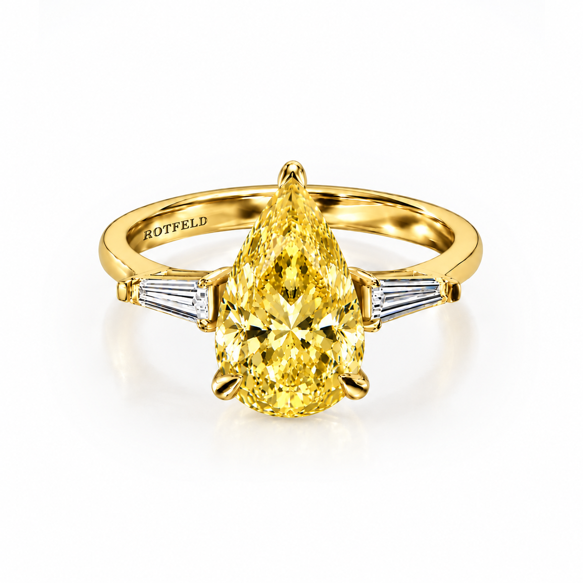 3ct Pear & Taper Baguette Diamond Ring