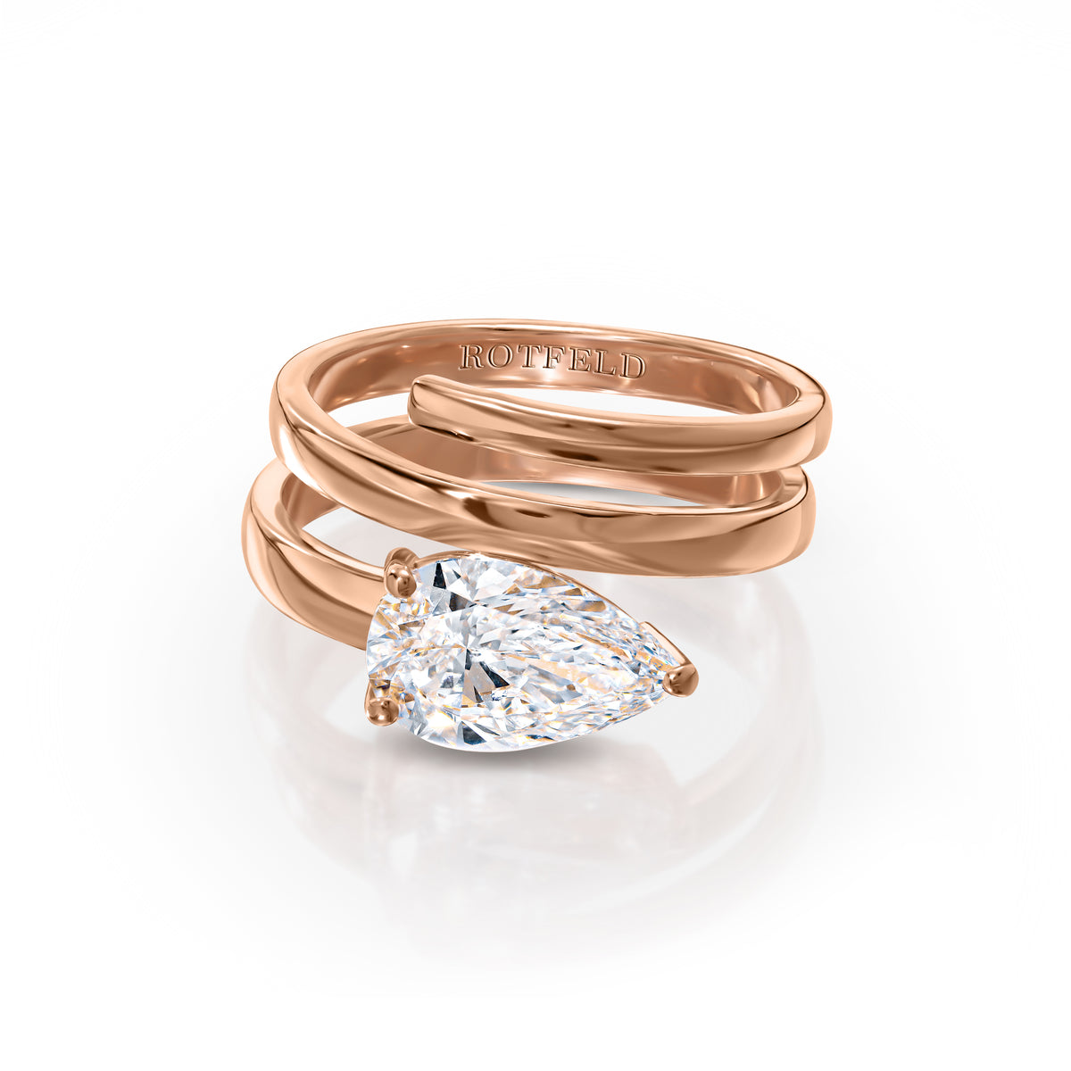 2ct Pear Diamond Spiral Ring