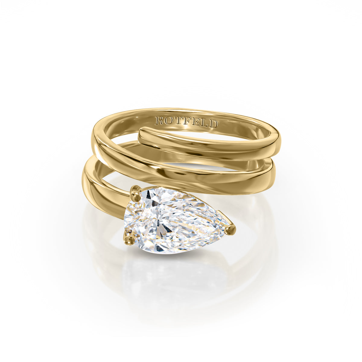 2ct Pear Diamond Spiral Ring