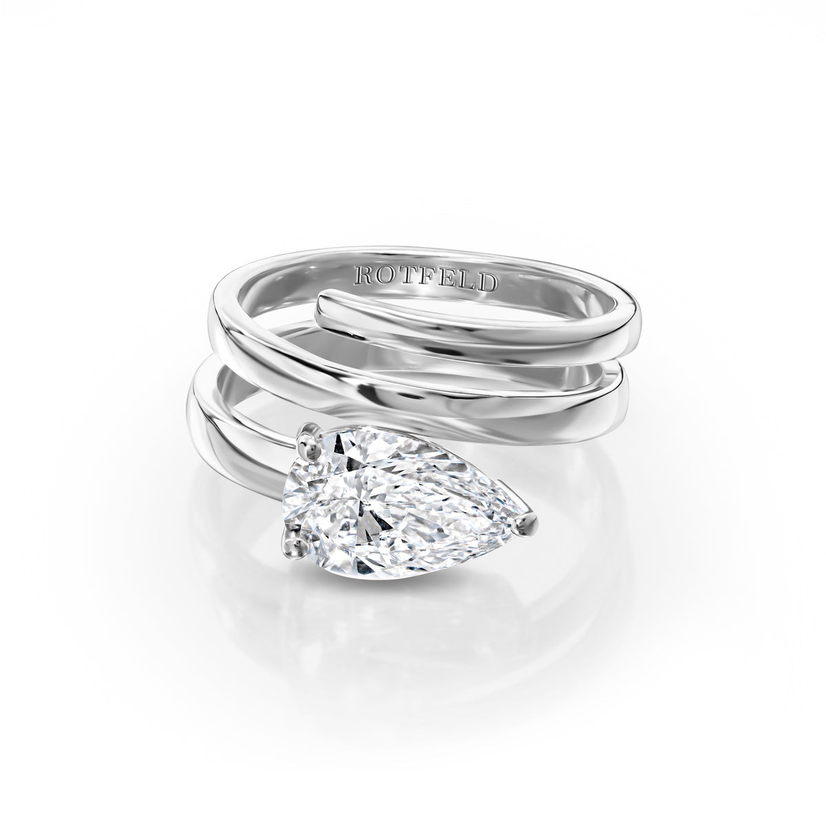 2ct Pear Diamond Spiral Ring