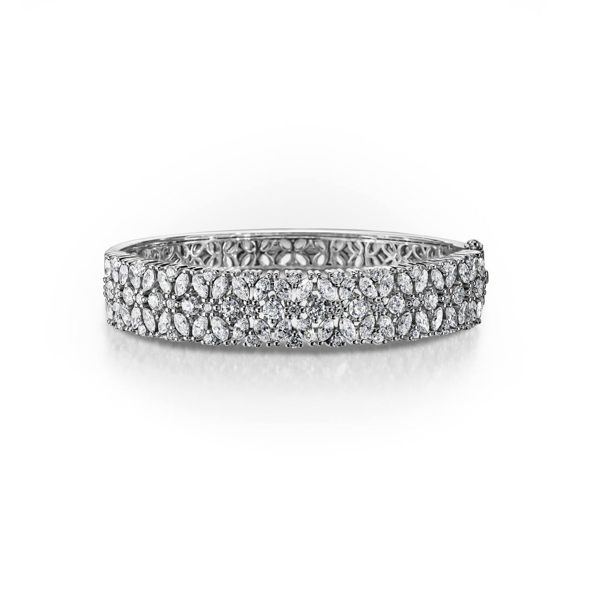 8.60ct Marquise & Round Diamond Flower Bangles Bracelet