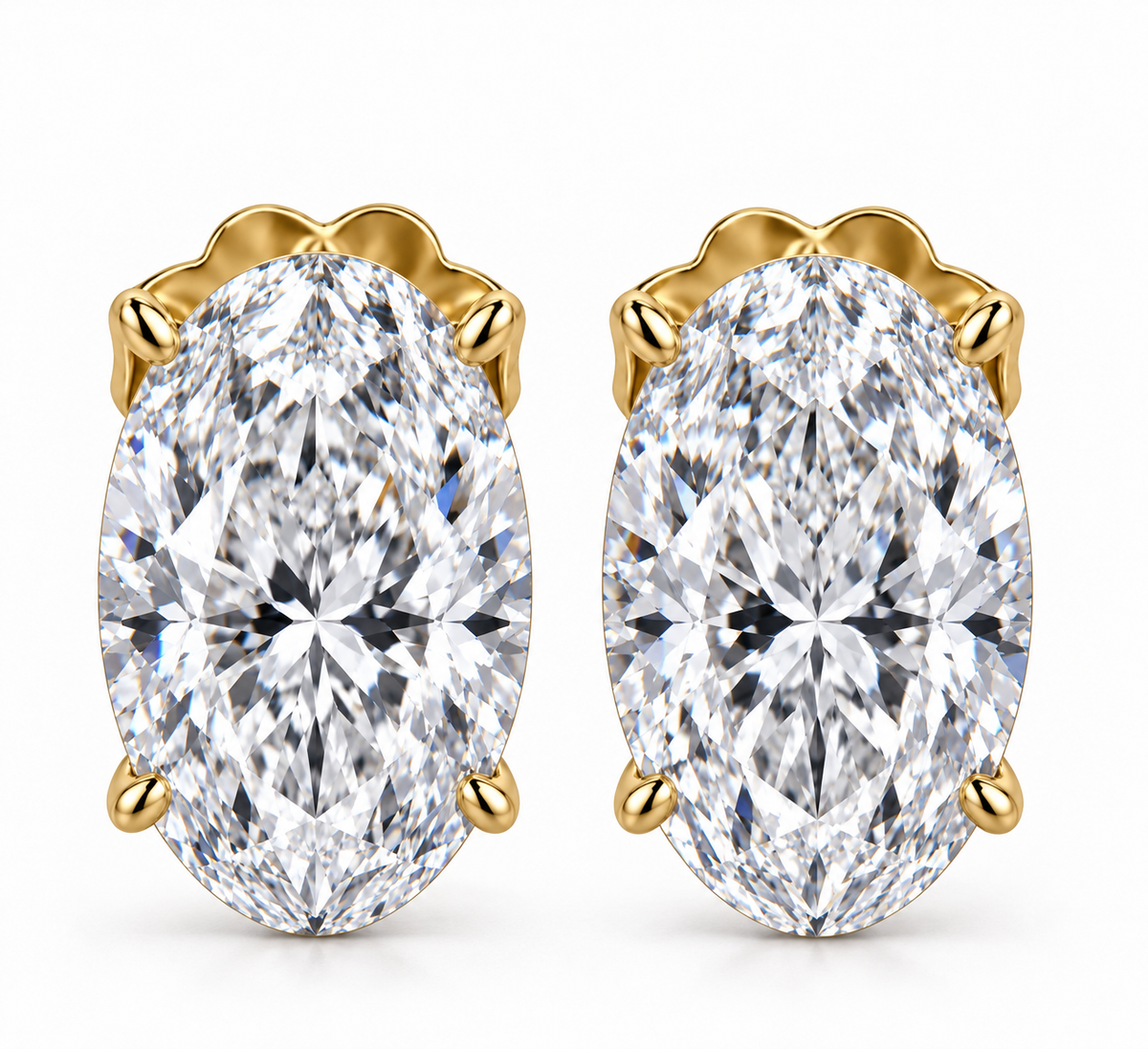4ct Oval Diamond Earring Jumbo Brackets