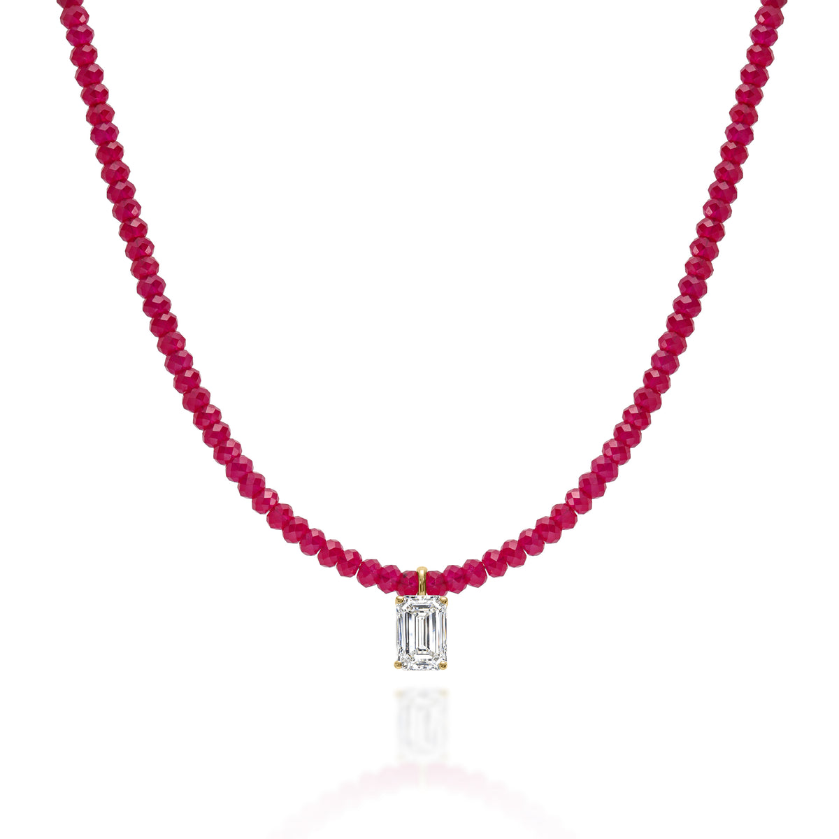 3ct Emerald Diamond & Red Rubi Necklace