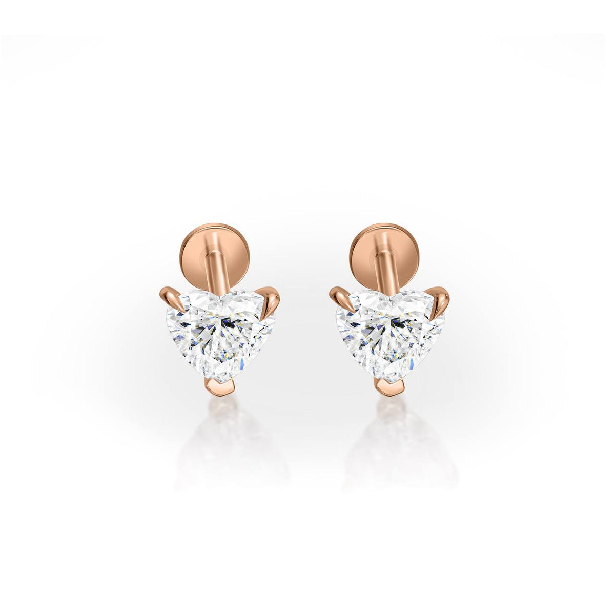 0.50ct Heart Diamond Piercing Earrings