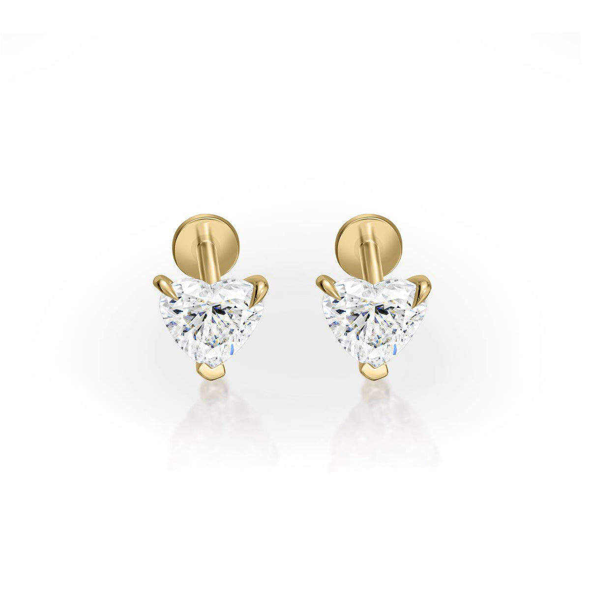 0.50ct Heart Diamond Piercing Earrings