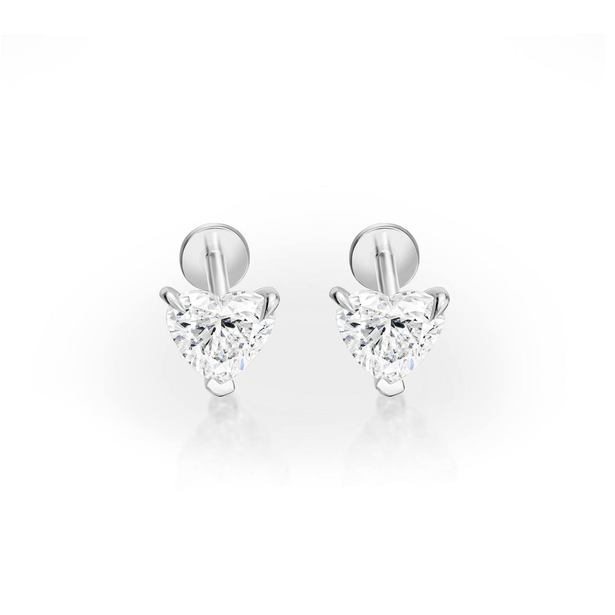 0.50ct Heart Diamond Piercing Earrings
