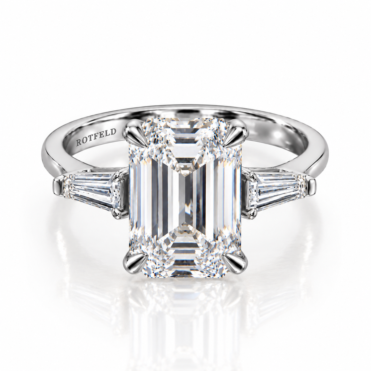 4ct Emerald & Taper Baguette Diamond Classic Ring