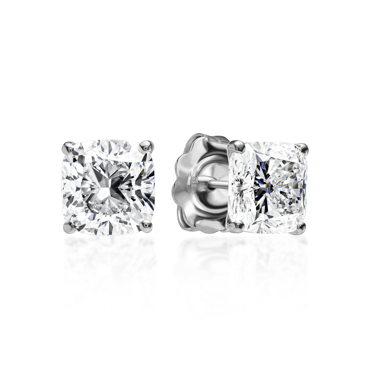 4ct Cushion Diamond Earring Jumbo Brackets