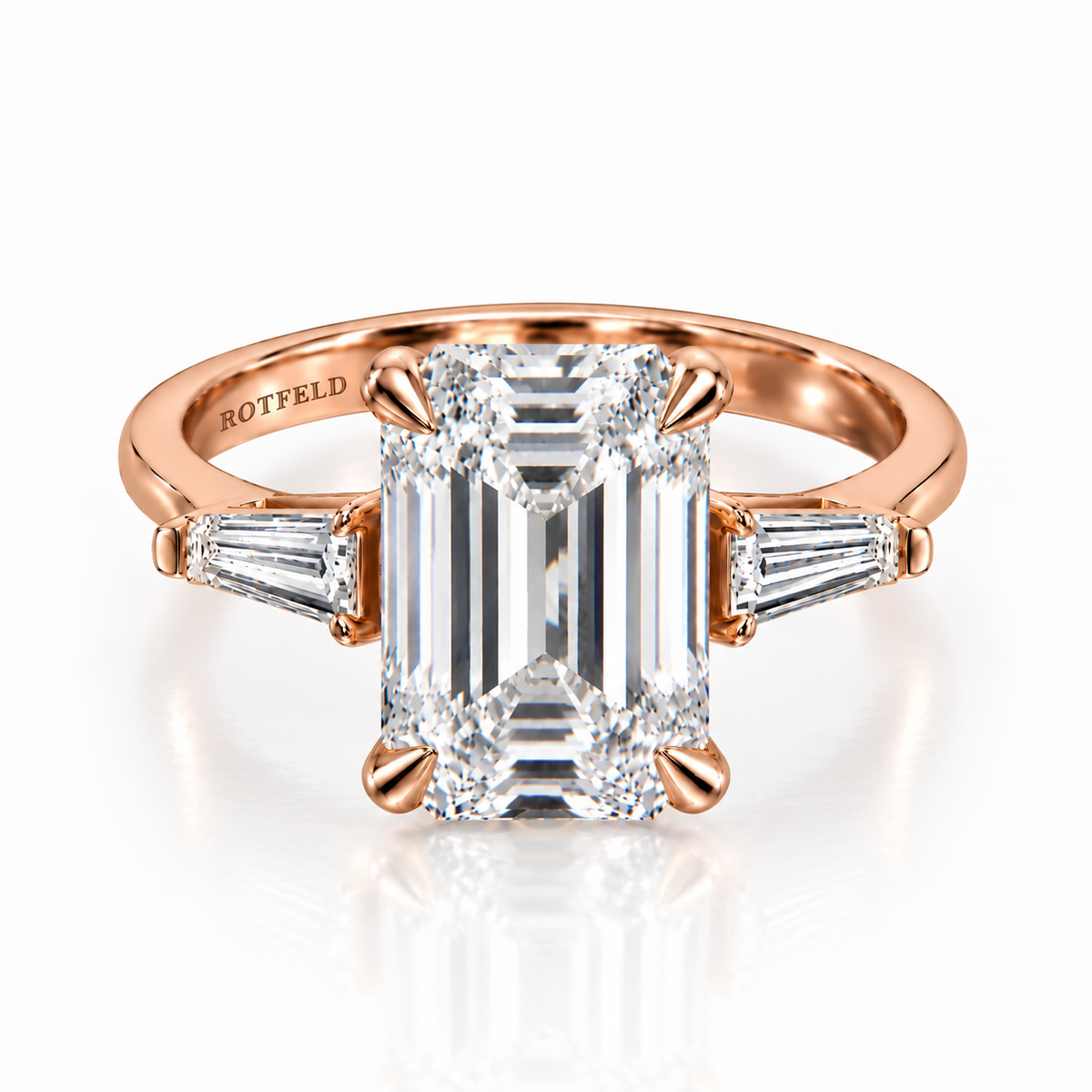 4ct Emerald & Taper Baguette Diamond Classic Ring