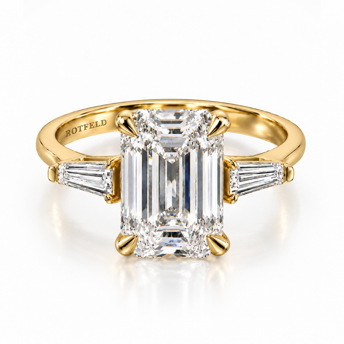 4ct Emerald & Taper Baguette Diamond Classic Ring
