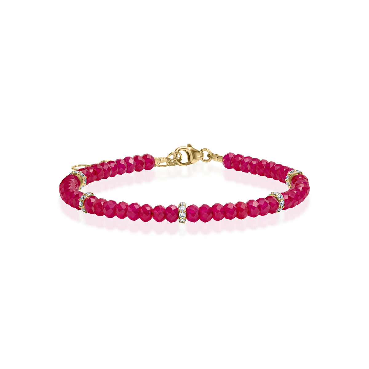 8.50ct Round Diamond & Round Rondle Red Rubi Bracelet