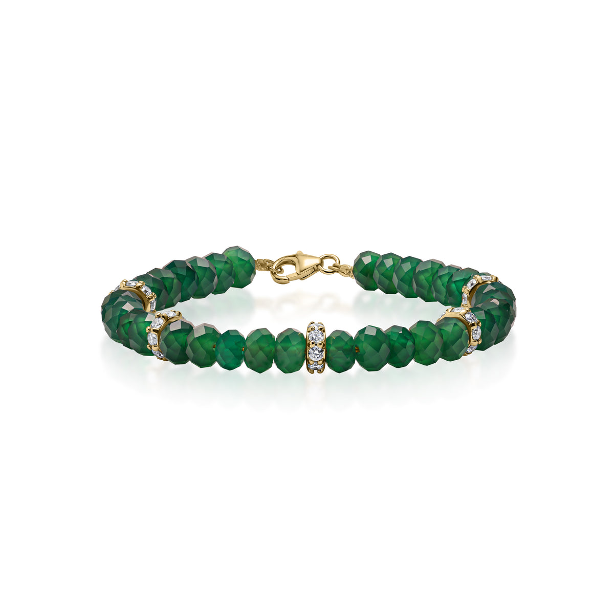 11.50CT Round Diamond & Round Rondle Emerald Bracelet