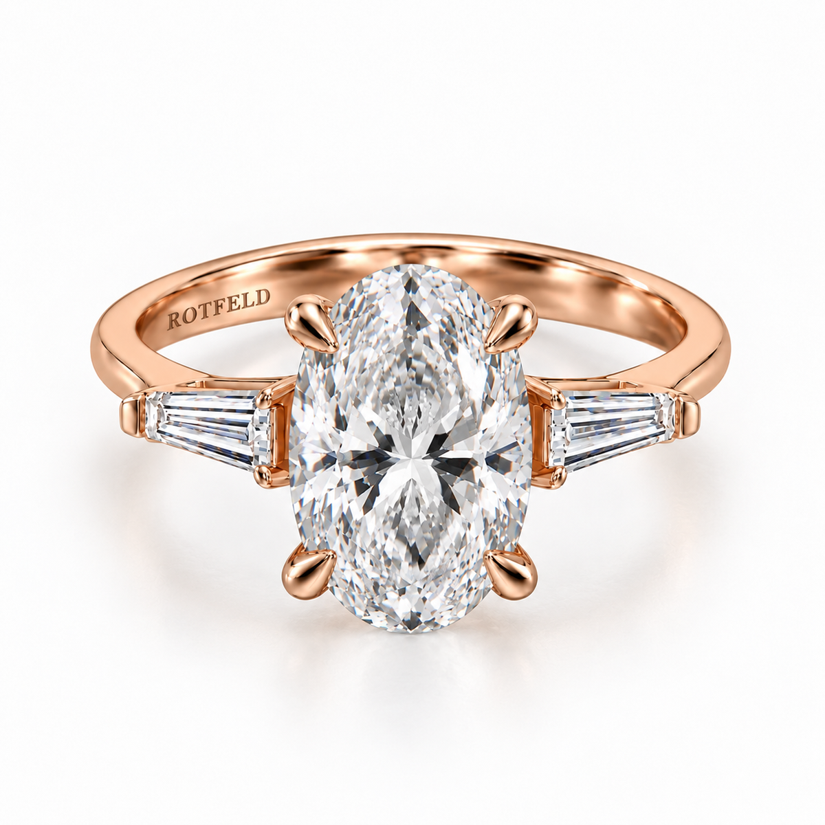 3ct Oval & Taper Baguette Diamond Classic Ring