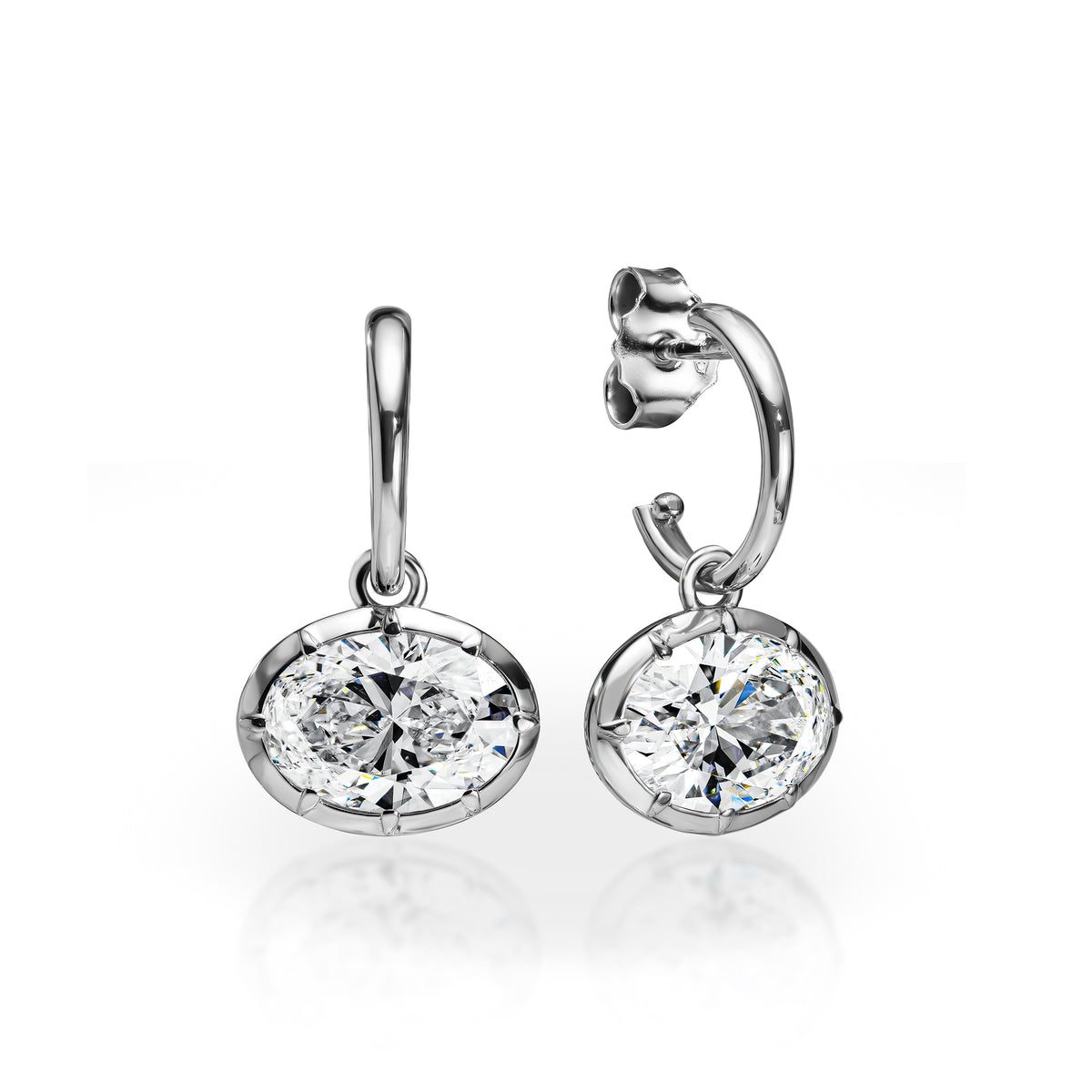 3ct Oval Diamond Hoop Pendant Earring