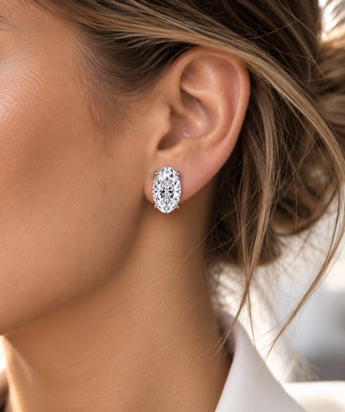4ct Oval Diamond Earring Jumbo Brackets
