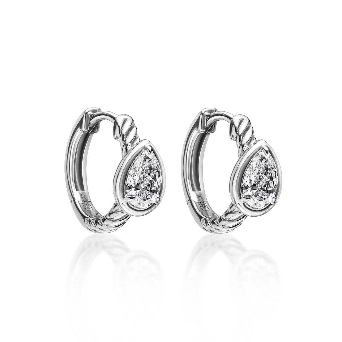 0.60ct Pear Diamond Hoop Earring