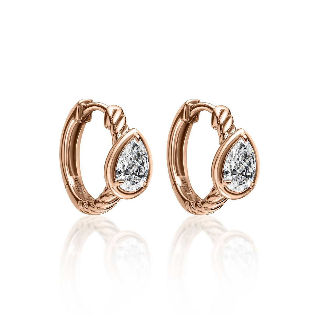 0.60ct Pear Diamond Hoop Earring