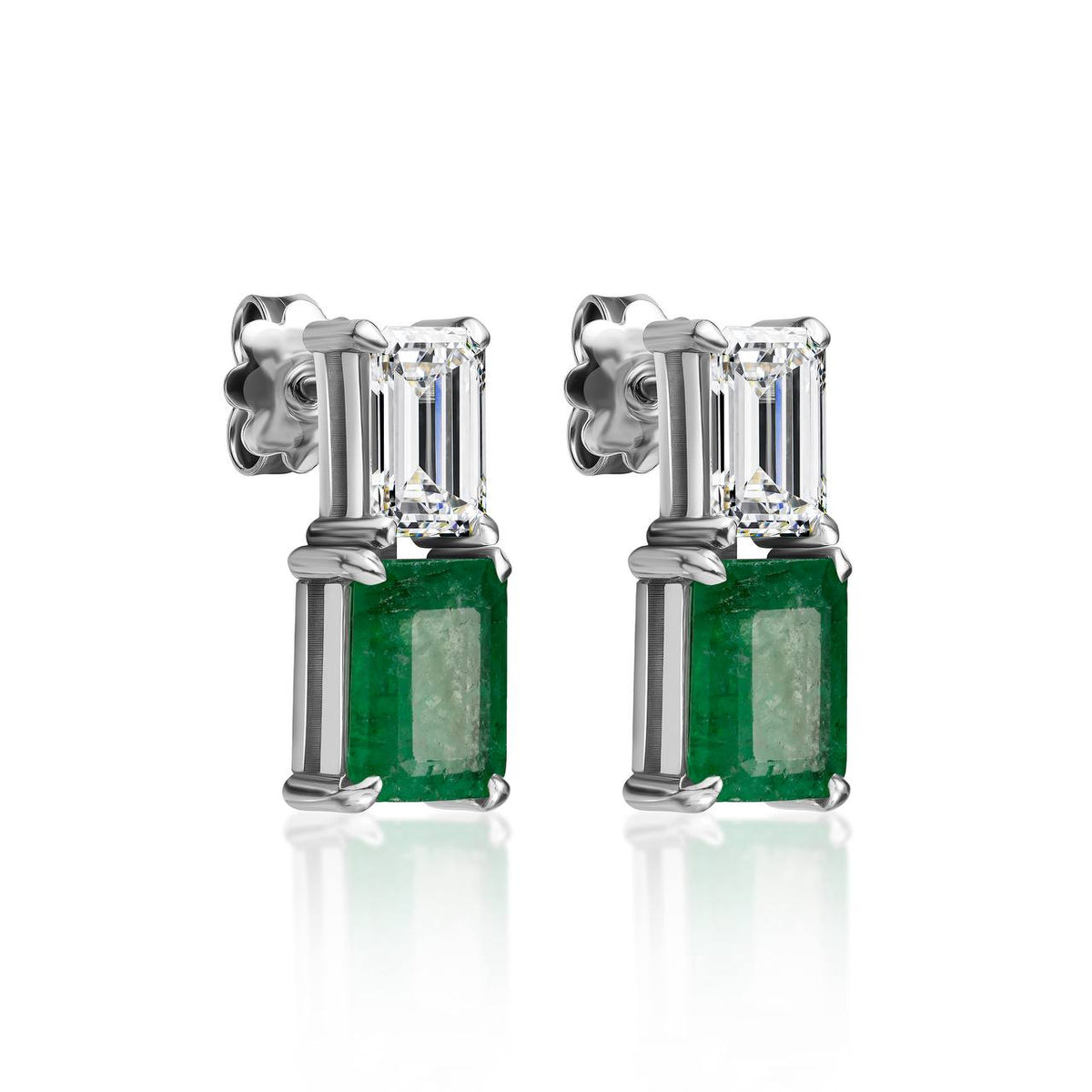 8.50ct Emerald Diamond & Green Emerald Earrings