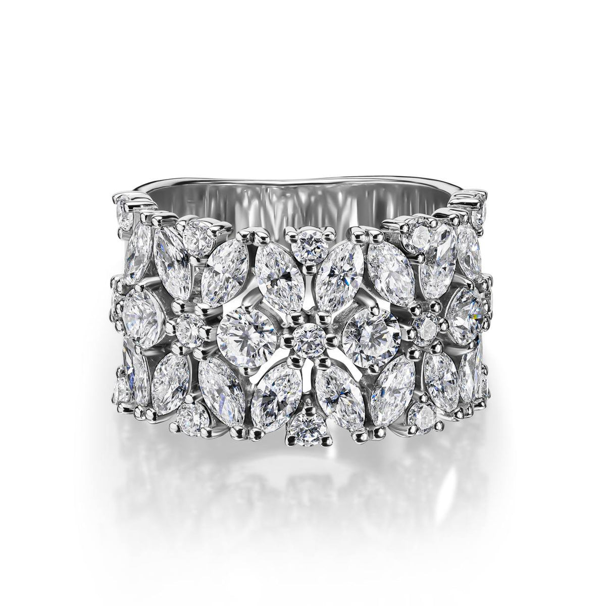 3.30ct Marquise & Round Diamond Flower Ring