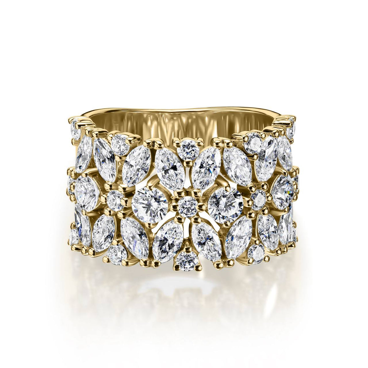 3.30ct Marquise & Round Diamond Flower Ring