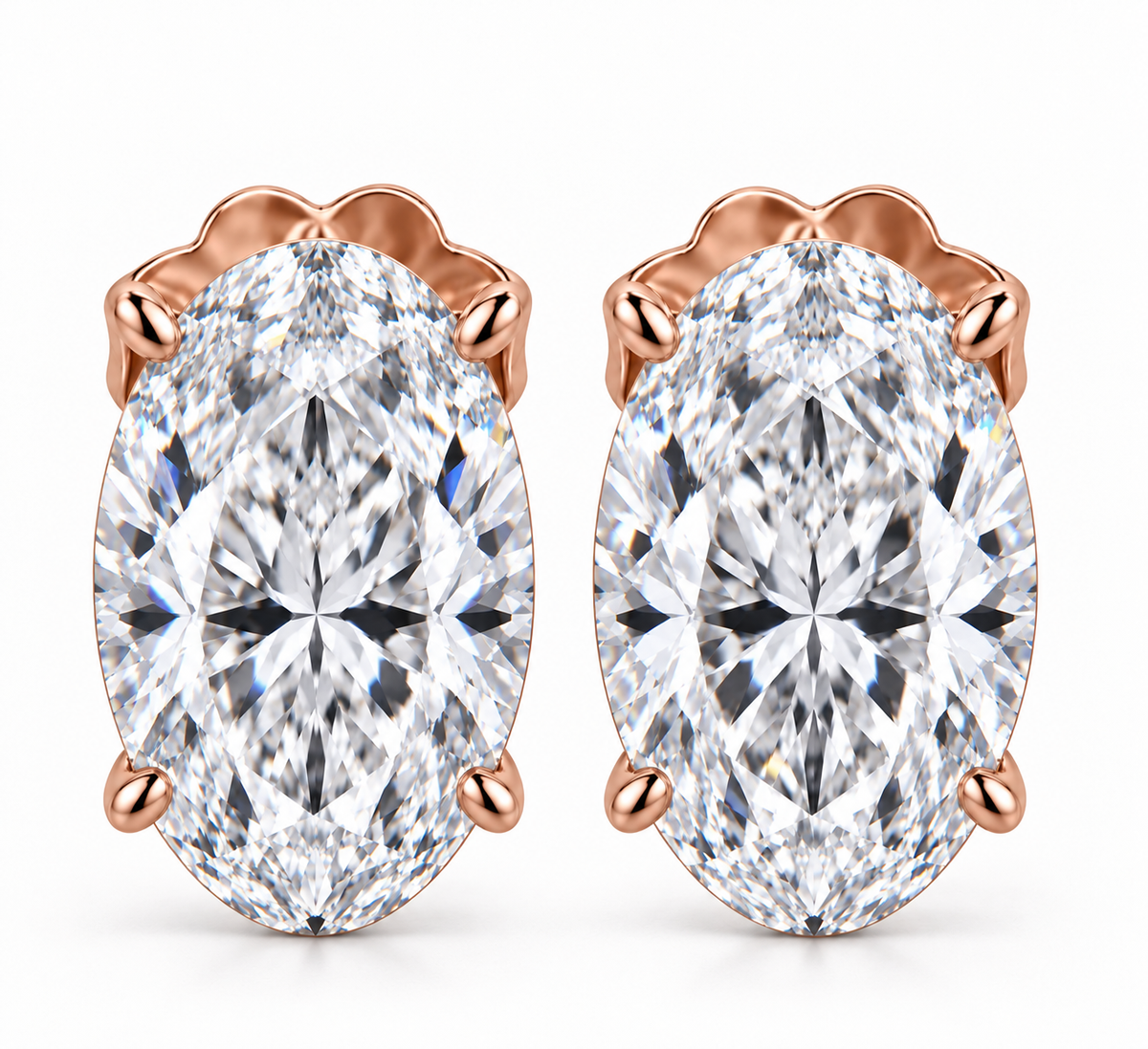 4ct Oval Diamond Earring Jumbo Brackets