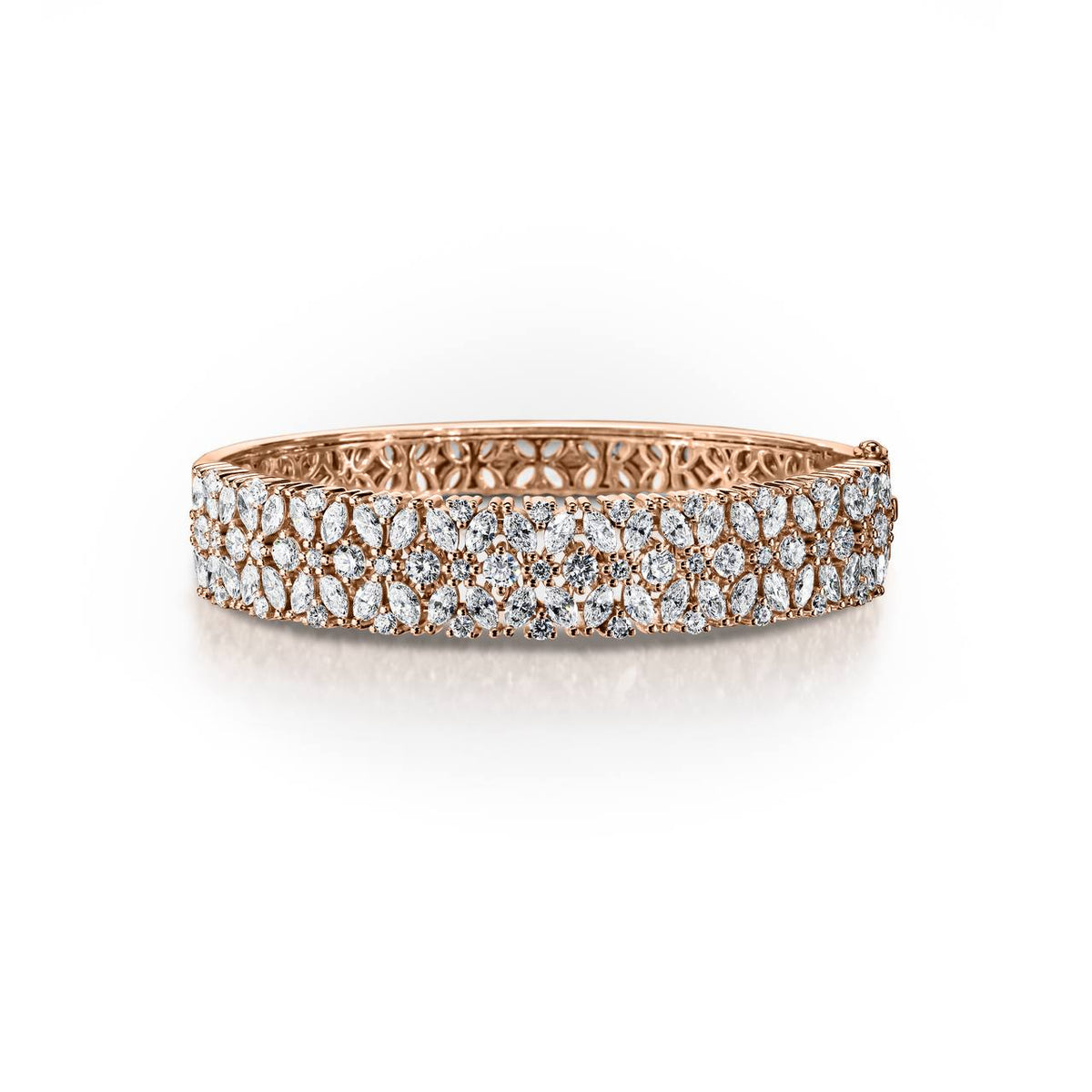 8.60ct Marquise & Round Diamond Flower Bangles Bracelet