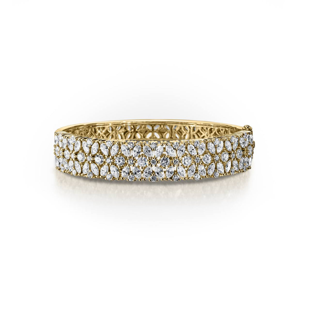 8.60ct Marquise & Round Diamond Flower Bangles Bracelet