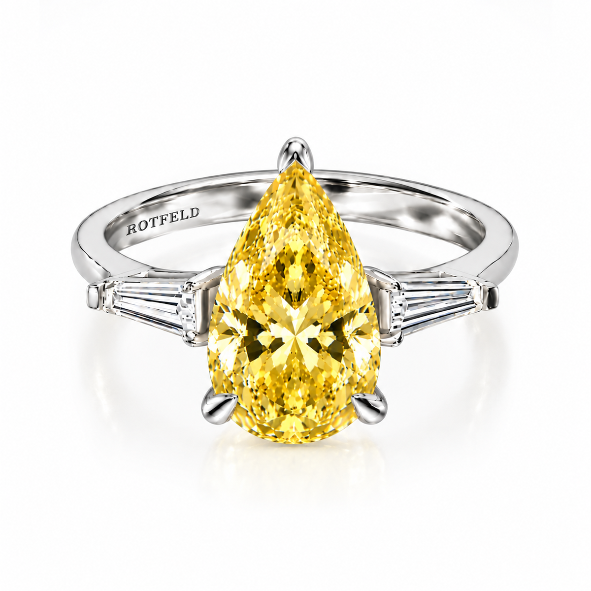 3ct Pear & Taper Baguette Diamond Ring