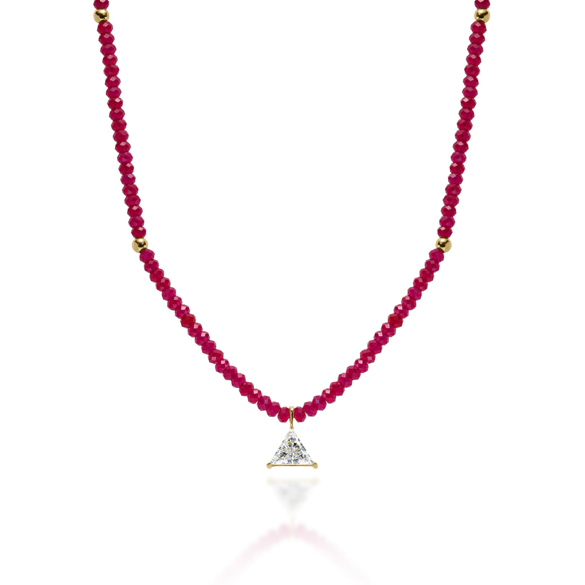 2ct Trilliant Diamond & Red Rubi Necklace