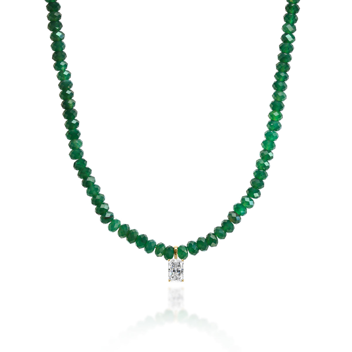 3ct Radiant Diamond & Green Emerald Necklace