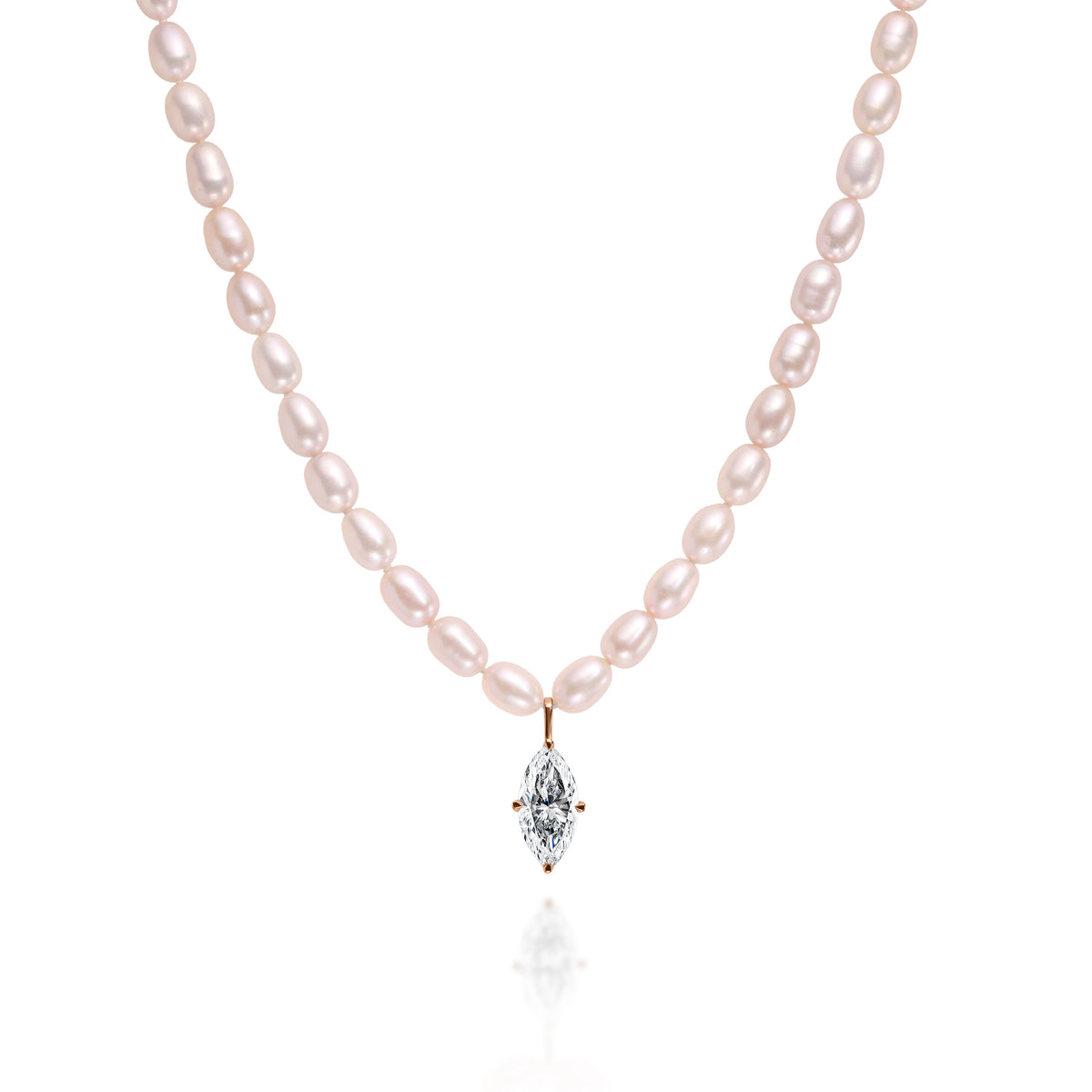 3ct Marquise Diamond & Pearls Necklace