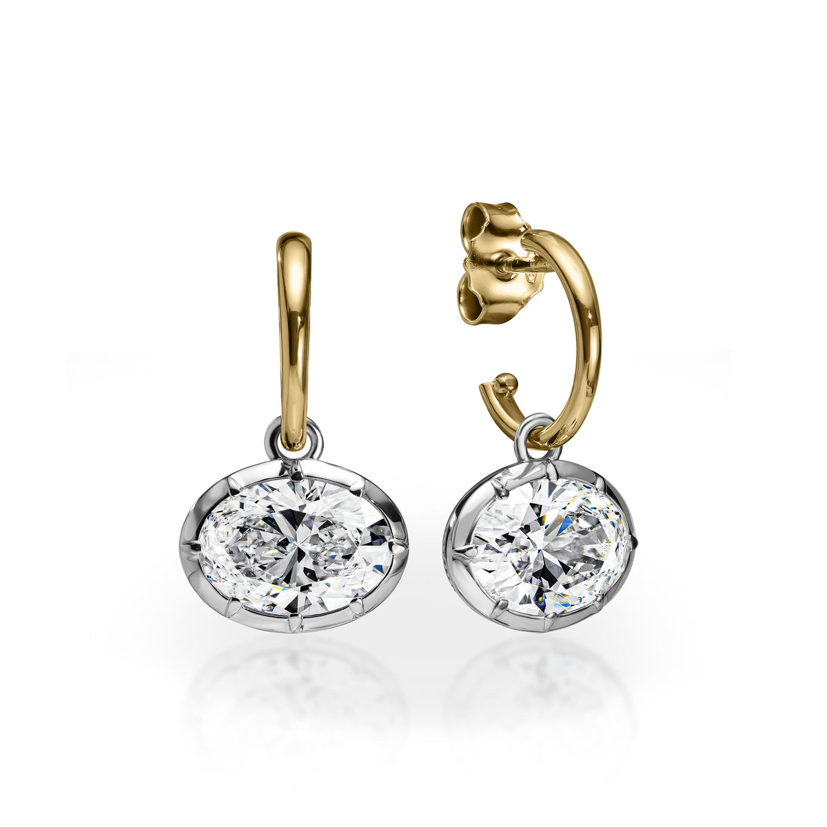 3ct Oval Diamond Hoop Pendant Earring