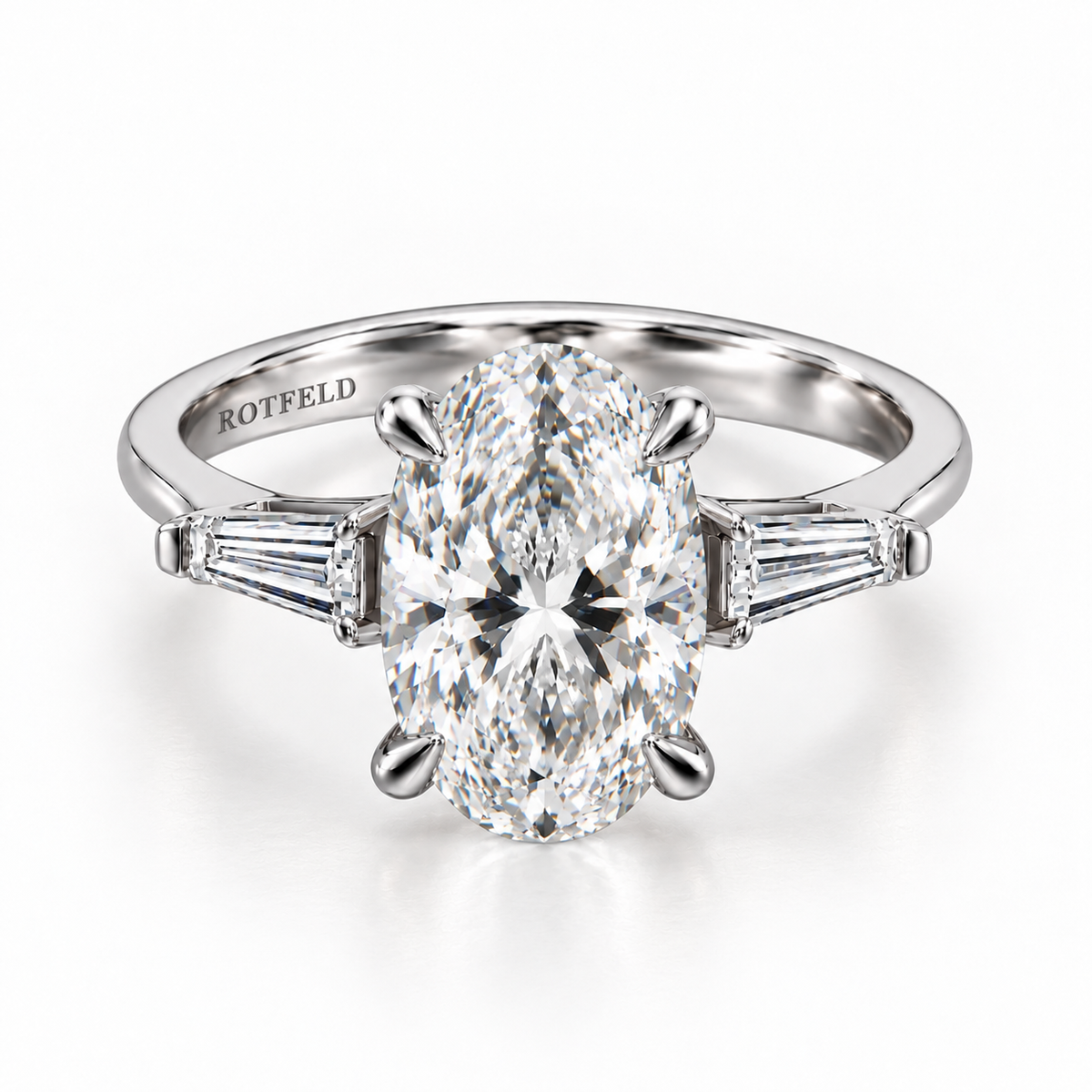 3ct Oval & Taper Baguette Diamond Classic Ring