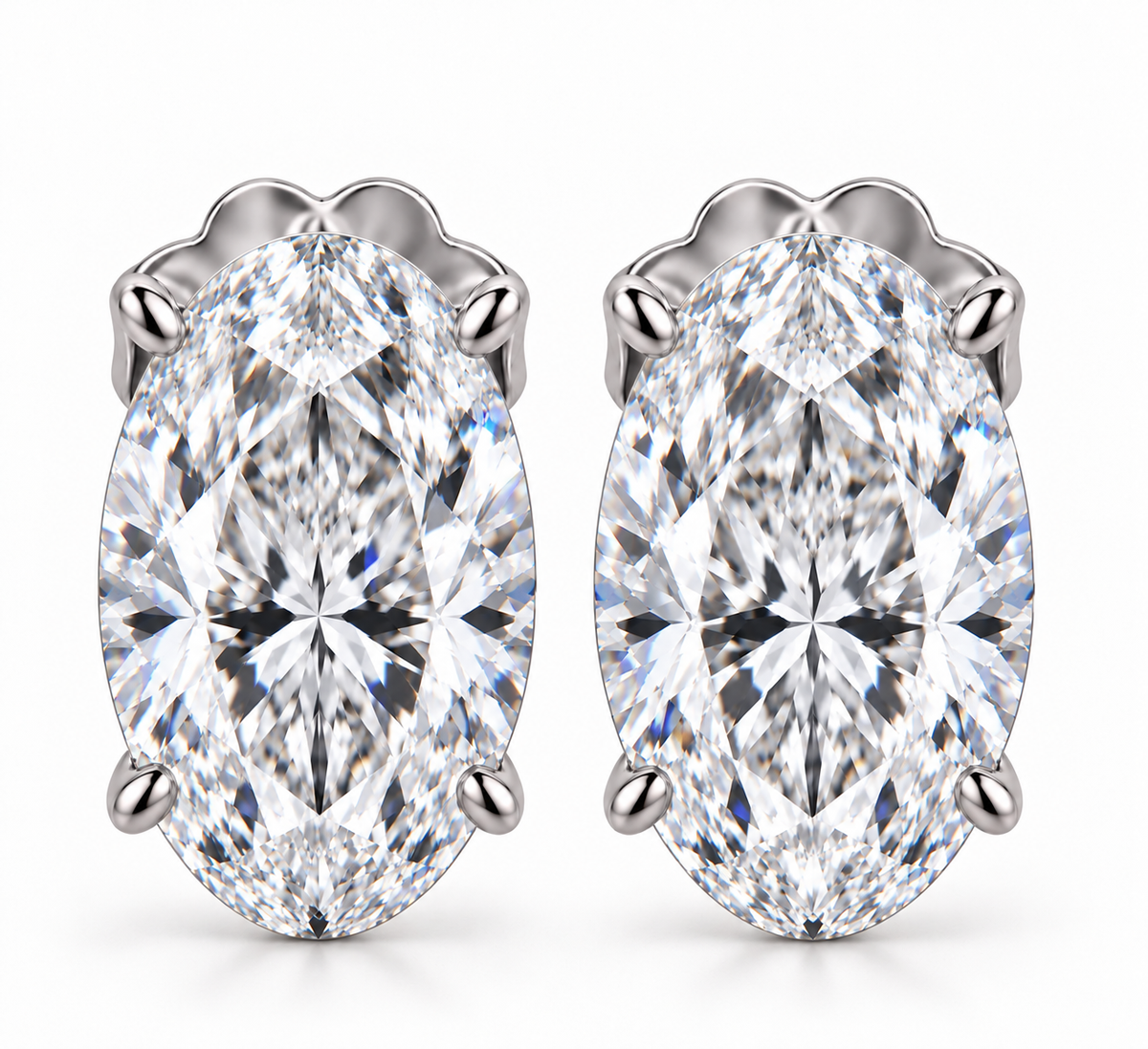 4ct Oval Diamond Earring Jumbo Brackets