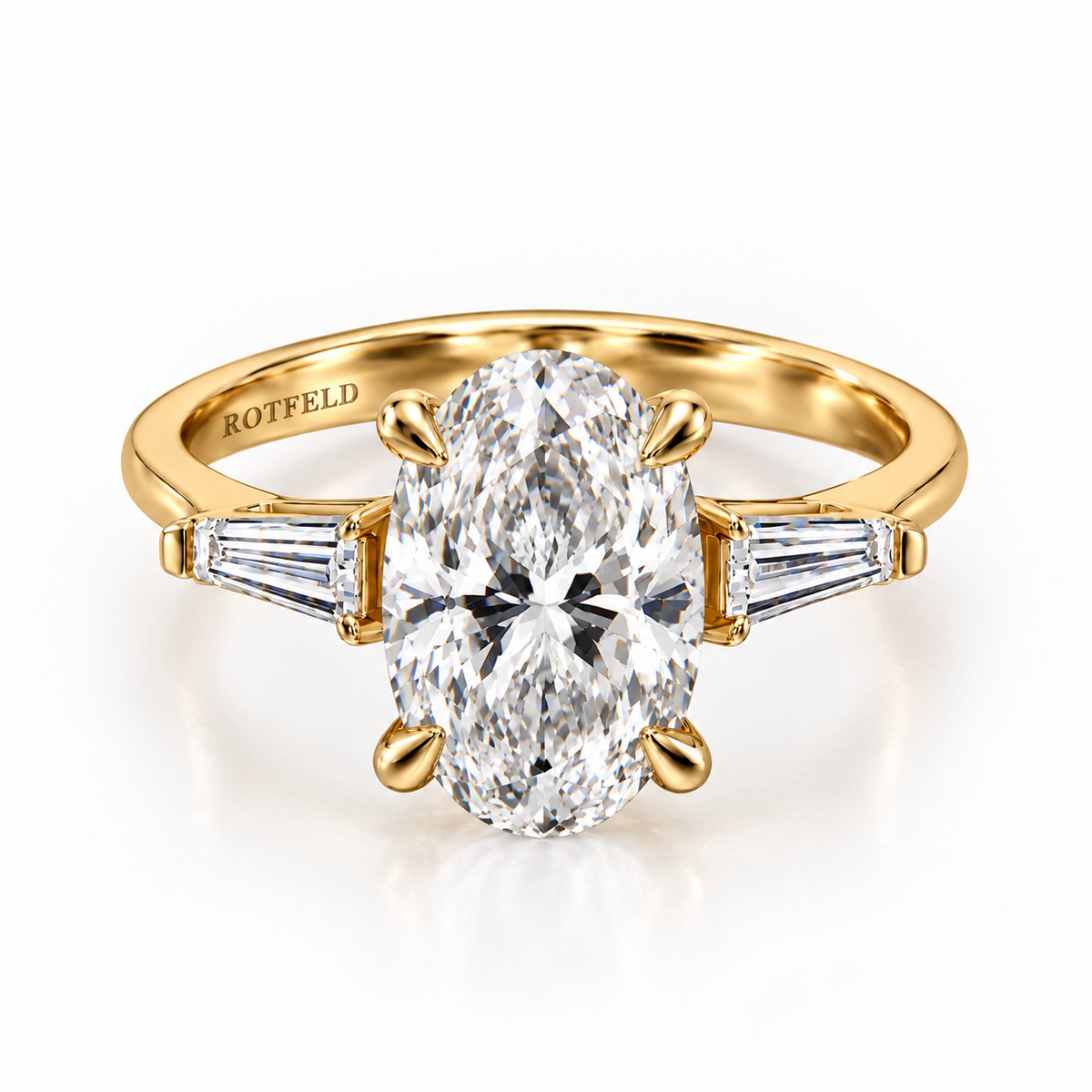 3ct Oval & Taper Baguette Diamond Classic Ring