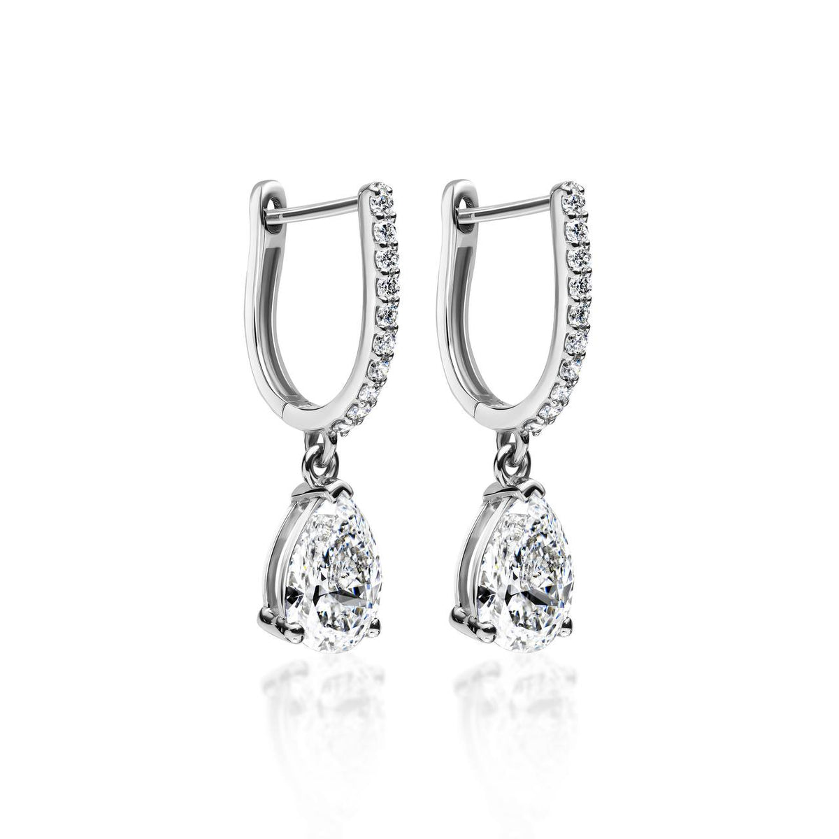 2.23ct Pear Diamond Hoop Earring