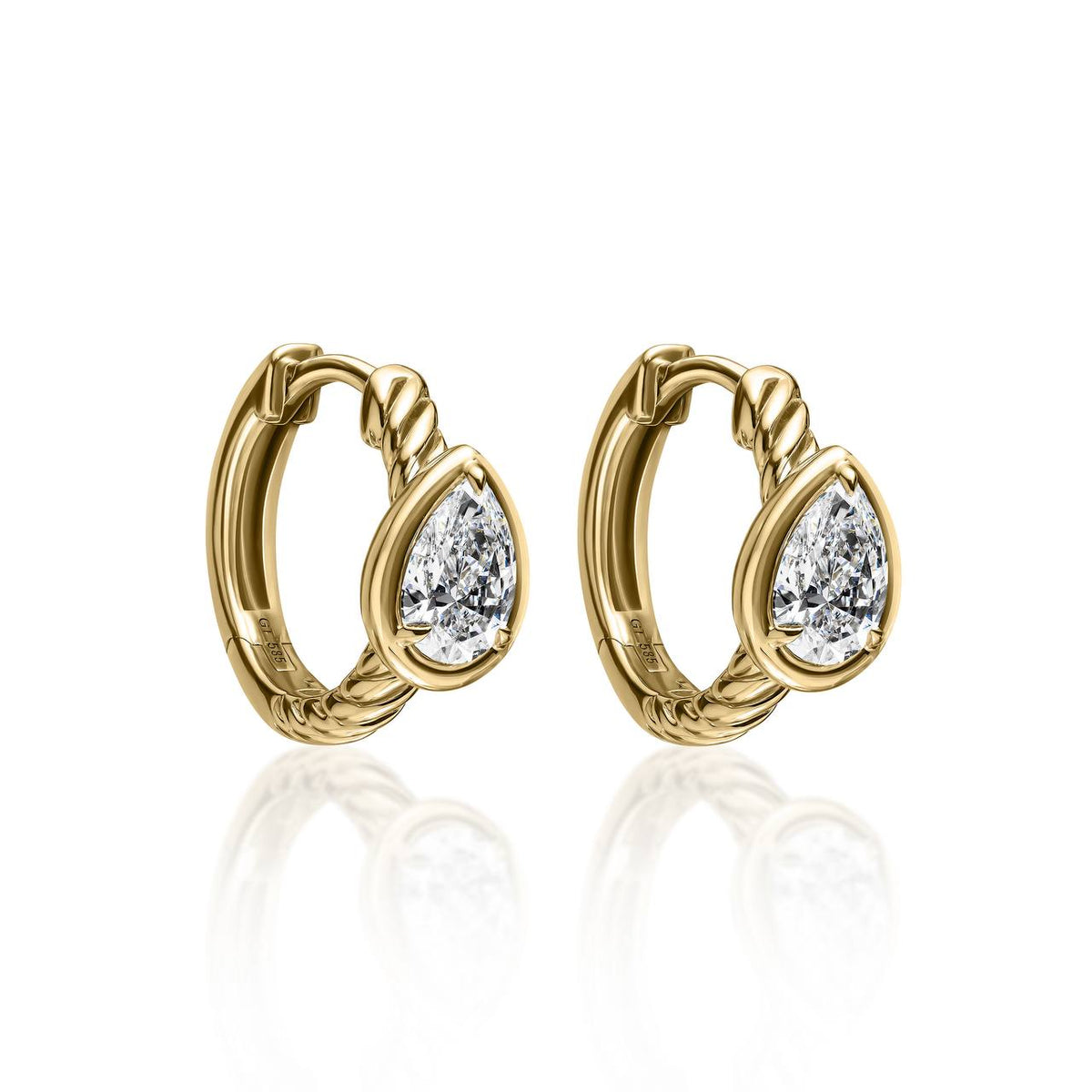 0.60ct Pear Diamond Hoop Earring